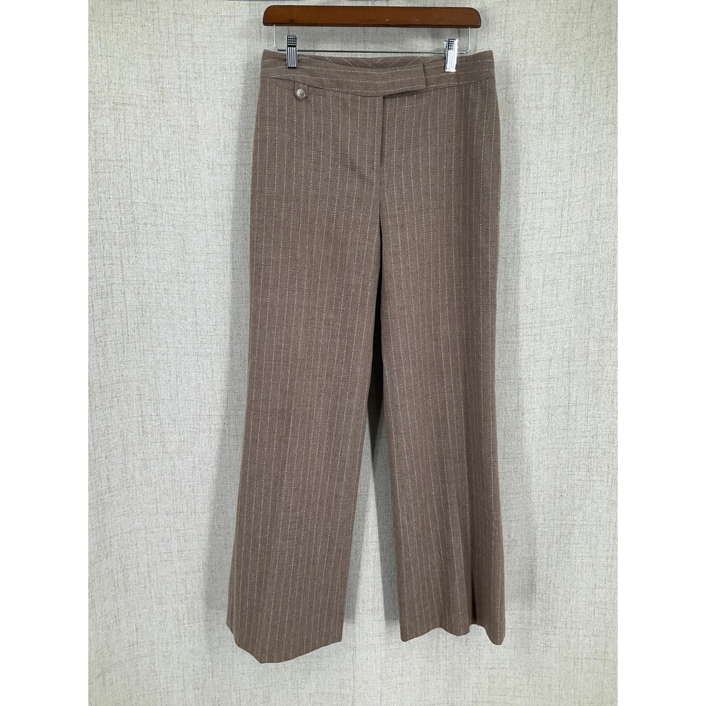 Ann Taylor Taupe Pinstripe Wide-Leg Trousers